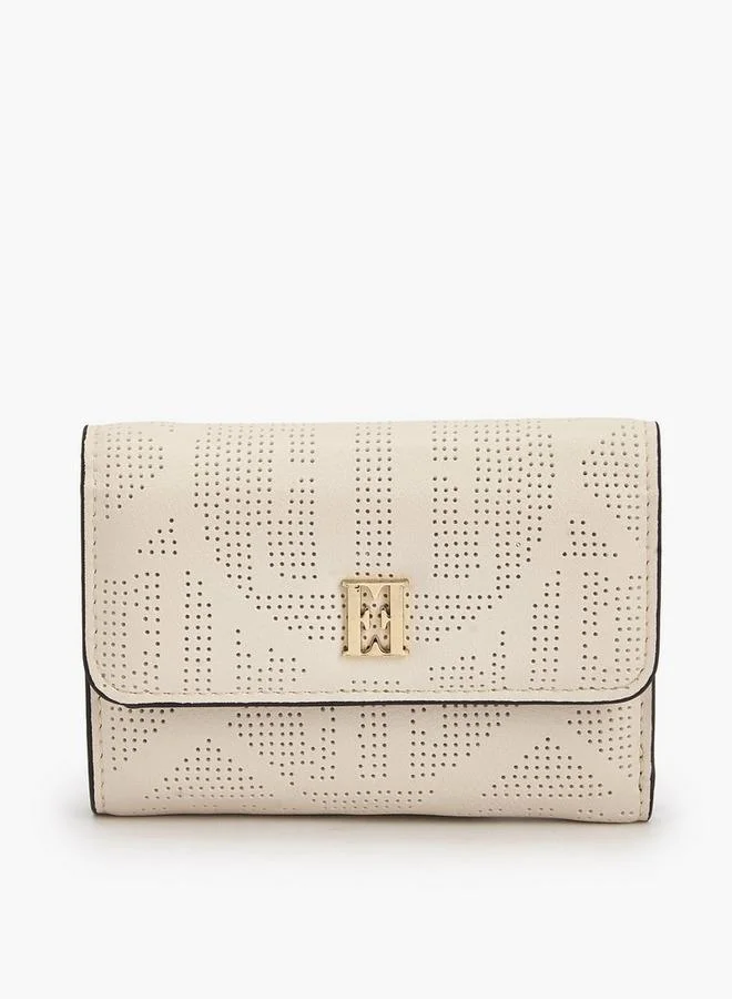 ايل Perforated Wallet with Snap Button Closure